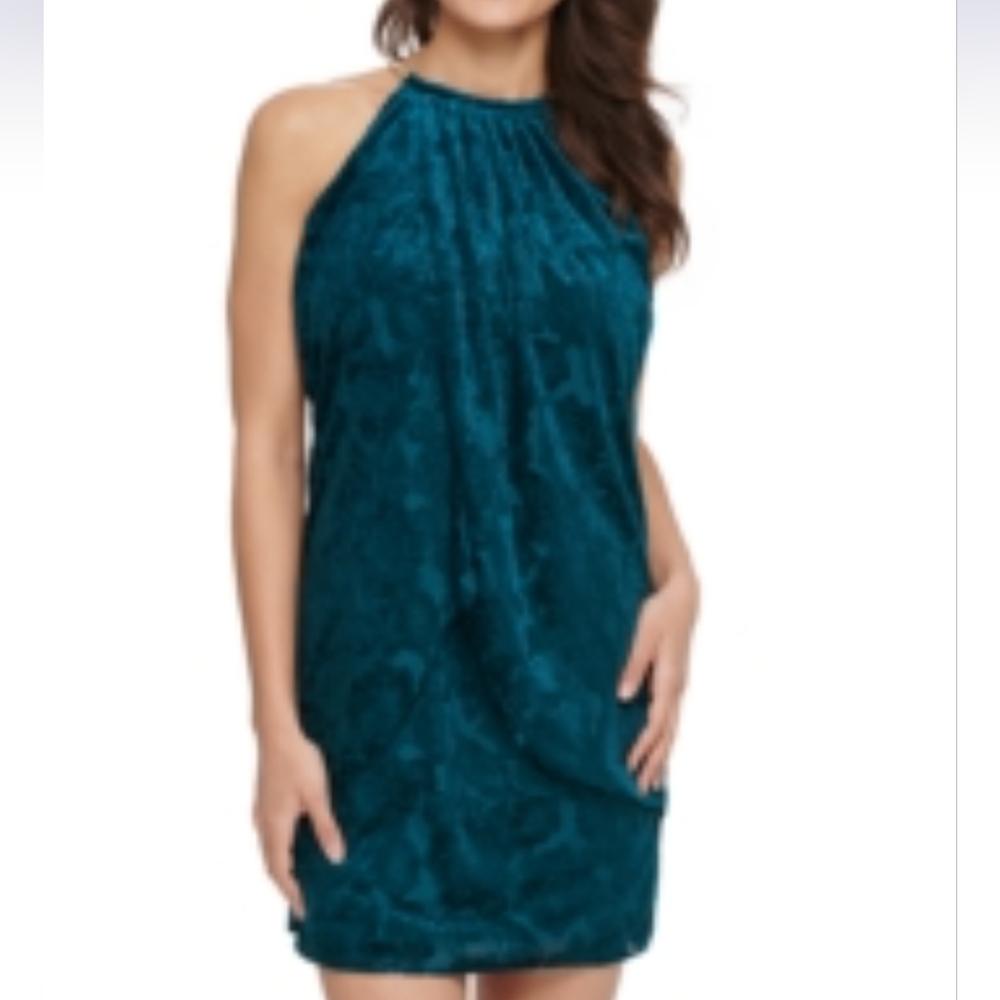 NWT KENSIE VELVET Teal Halter Dress